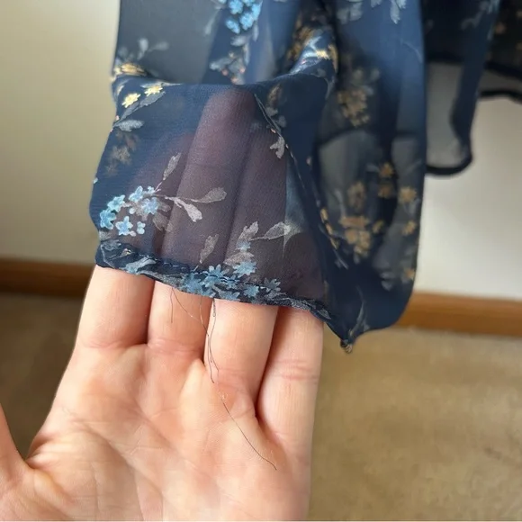 Neesees Dresses The Karlee Orange Creek Modest Maxi Chiffon Navy Floral Dress S - Picture 8 of 12